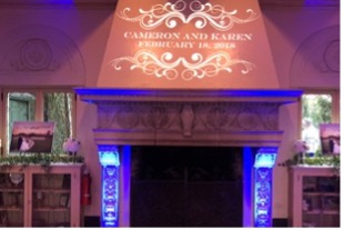 Custom monogram gobo lighting projection at Jacksonville wedding
