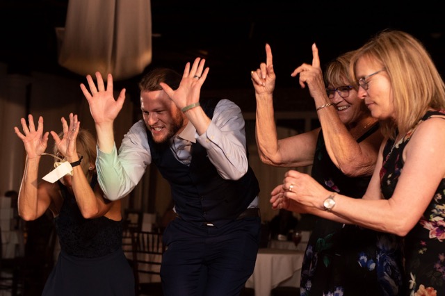 DJ setup at outdoor backyard party