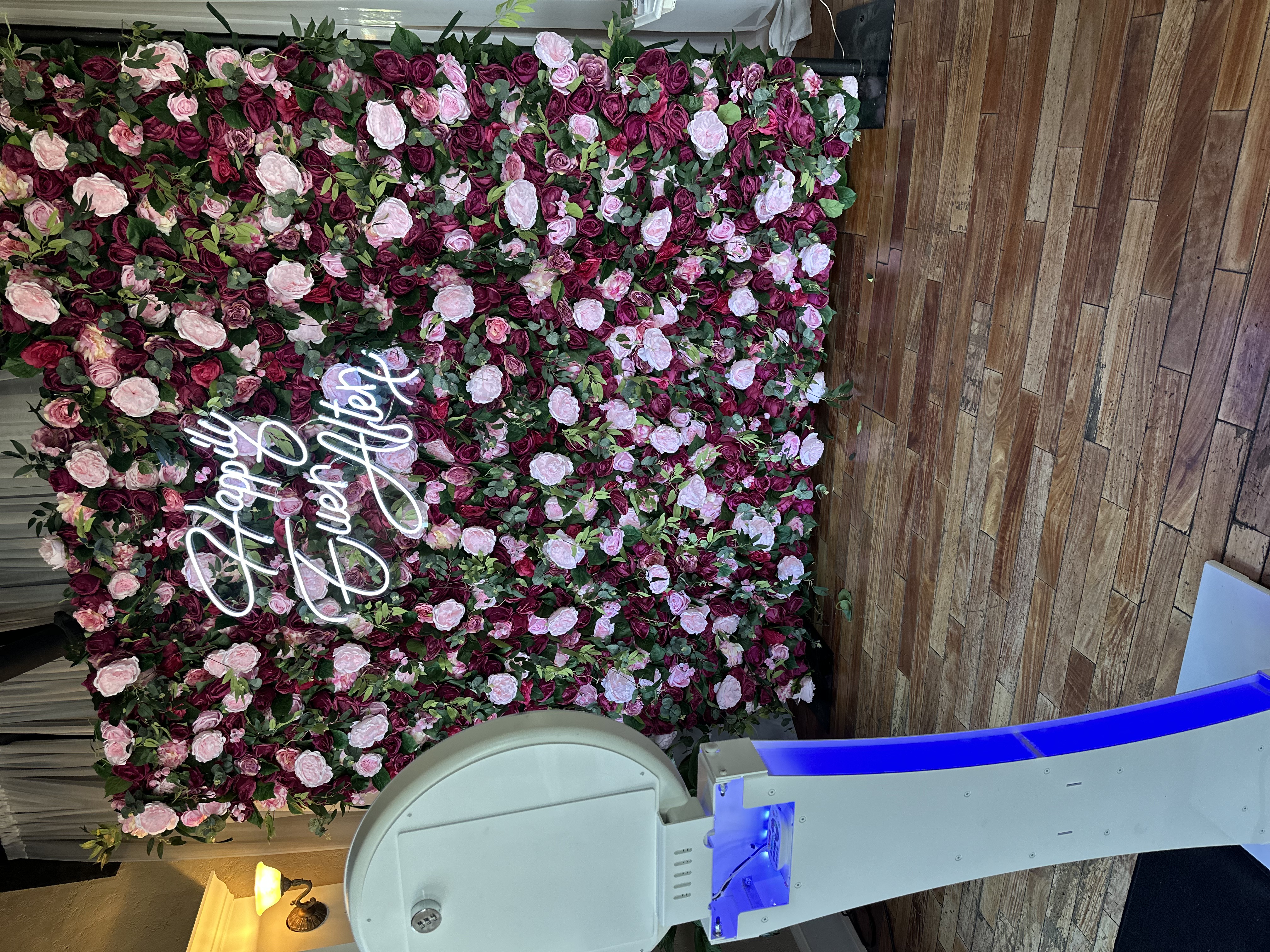 Flower wall wedding photo backdrop — premium floral backdrop for Jacksonville and St. Augustine weddings