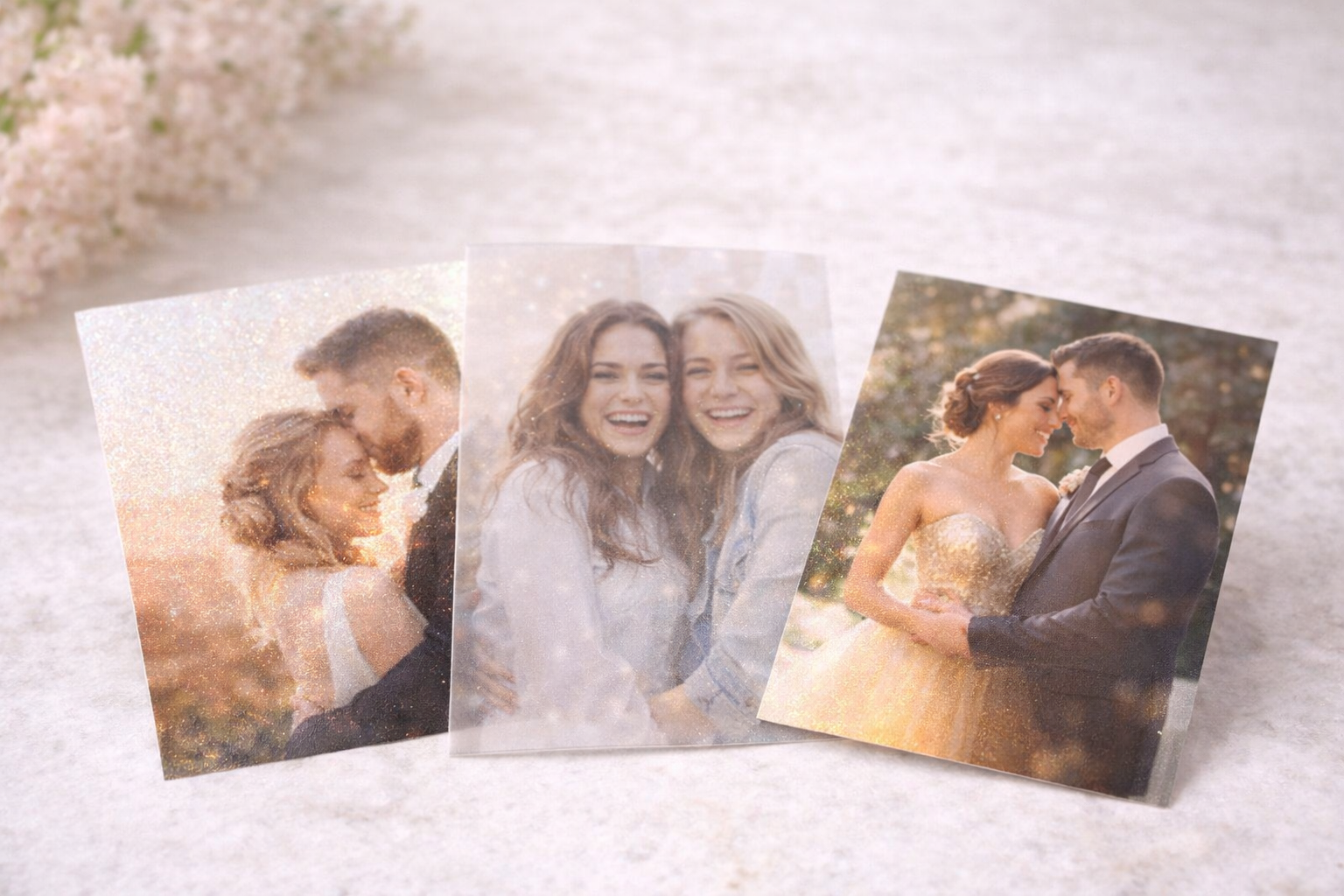 Photo booth premium paper stocks — glitter metallic transparent prints Jacksonville FL