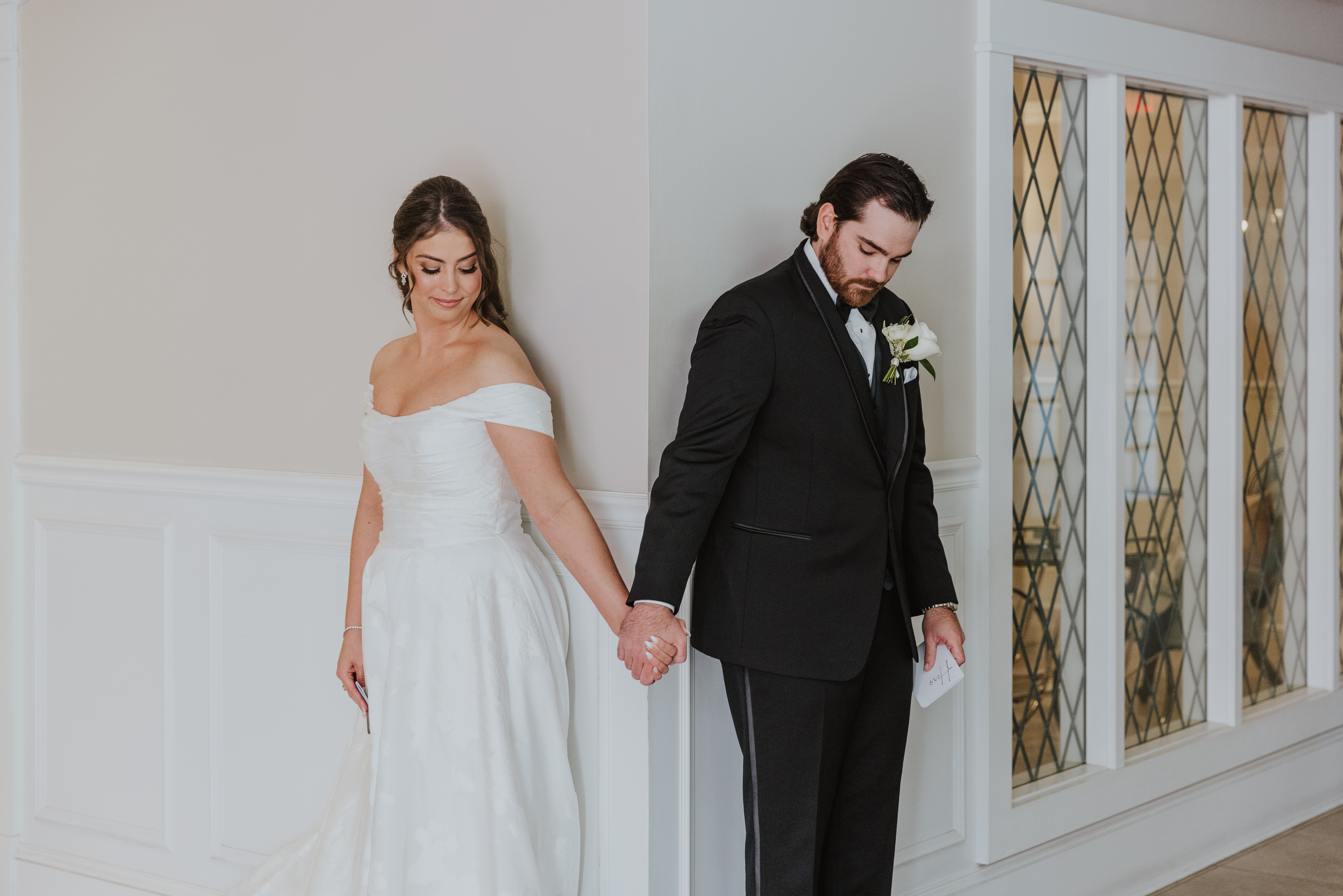 Bride and groom sharing a quiet moment at The White Room St Augustine FL — Footloose Entertainment wedding DJ